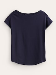 Boden Blue Supersoft Boat Neck T-Shirt - Image 5 of 5