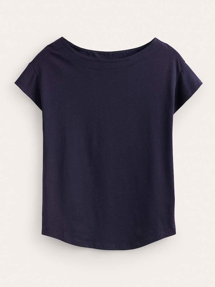 Boden Blue Supersoft Boat Neck T-Shirt - Image 5 of 5