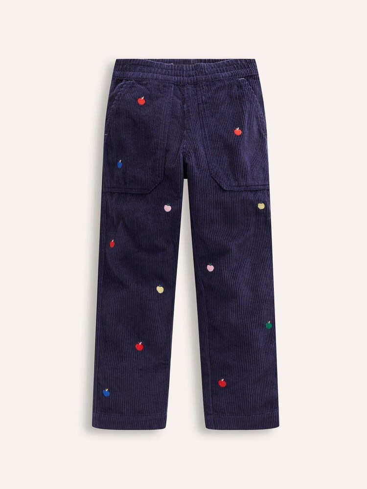 Boden Blue 100% Cotton Embroidered Cord Pull-On Trousers - Image 1 of 4 Boden Blue 100% Cotton Embroidered Cord Pull-On Trousers - Image 1 of 4