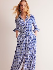 Boden Blue Marcia Jersey Midi Shirt Dress - Image 2 of 6