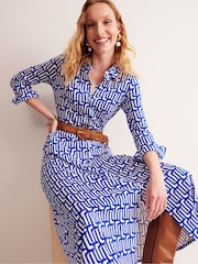 Boden Blue Marcia Jersey Midi Shirt Dress - Image 5 of 6
