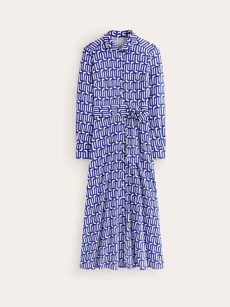 Boden Blue Marcia Jersey Midi Shirt Dress - Image 6 of 6