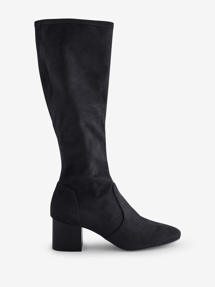 Boden Black Heeled Stretch Knee High Boots - Image 2 of 4