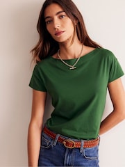 Boden Green Supersoft Boat Neck T-Shirt - Image 1 of 5