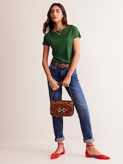 Boden Green Supersoft Boat Neck T-Shirt - Image 4 of 5