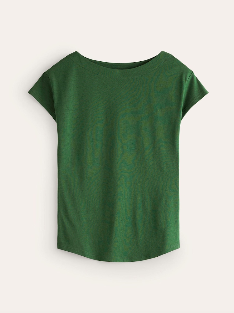 Boden Green Supersoft Boat Neck T-Shirt - Image 5 of 5 Boden Green Supersoft Boat Neck T-Shirt - Image 5 of 5