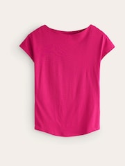 Boden Pink Supersoft Boat Neck T-Shirt - Image 5 of 5
