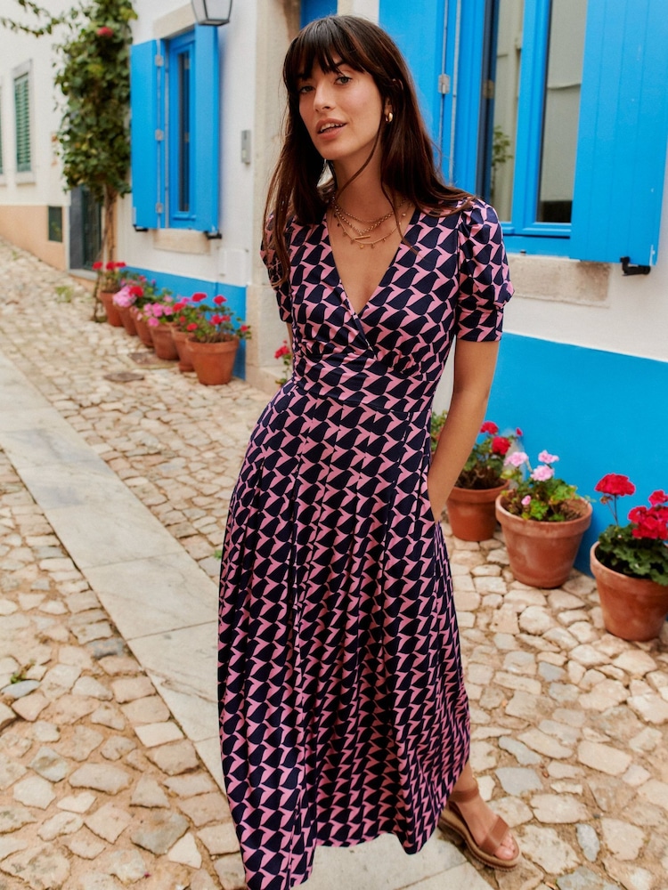 Boden Pink Kristen Pleated Jersey Dress - Image 1 of 6 Boden Pink Kristen Pleated Jersey Dress - Image 1 of 6