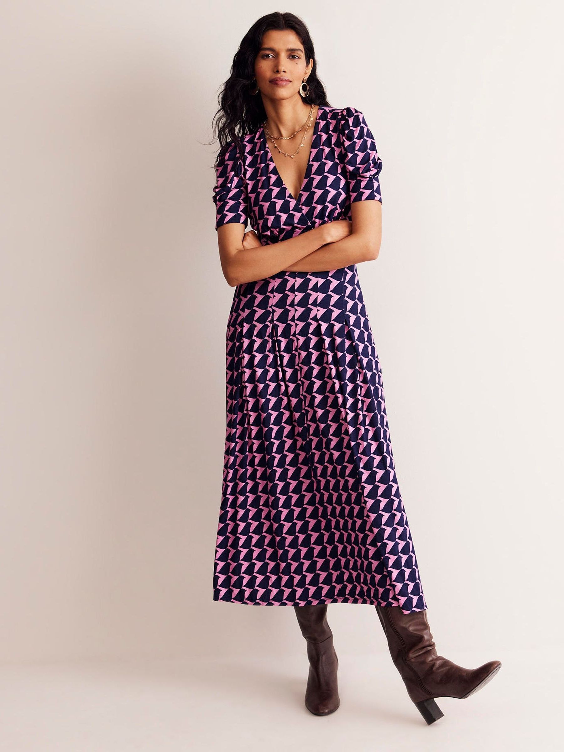 Buy Boden Pink Kristen Pleated Jersey Dress from Next Turkey
