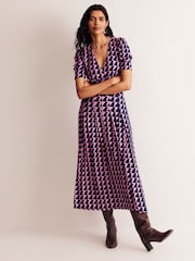 Boden Pink Kristen Pleated Jersey Dress - Image 2 of 6