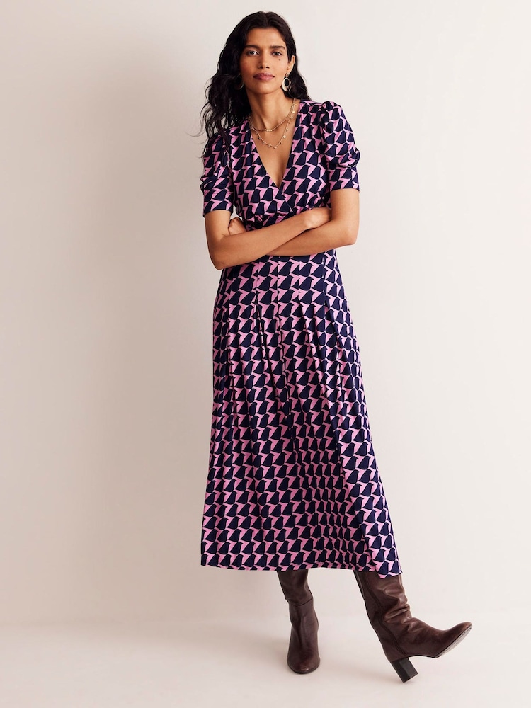 Boden Pink Kristen Pleated Jersey Dress - Image 2 of 6