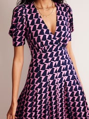 Boden Pink Kristen Pleated Jersey Dress - Image 3 of 6