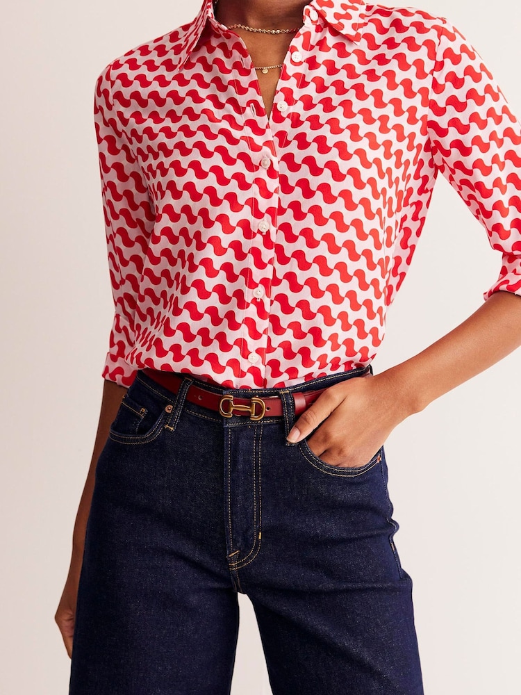 Boden Burgundy Iris Skinny Snaffle Trim Belt - Image 3 of 3