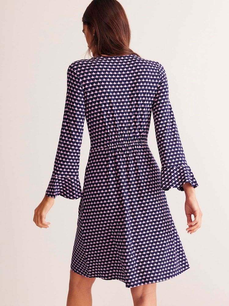 Boden Pink Flute Sleeve Jersey Dress - Image 2 of 5