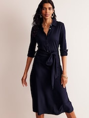 Boden Blue Laura Jersey Midi Shirt Dress - Image 2 of 5