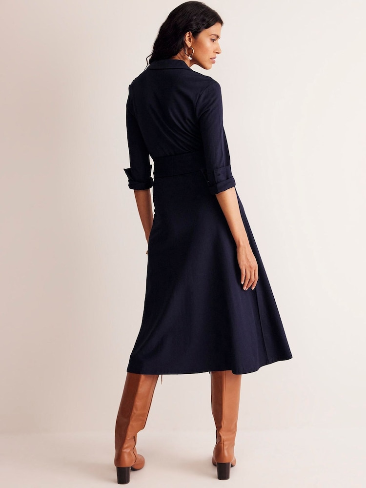 Boden Blue Laura Jersey Midi Shirt Dress - Image 4 of 5