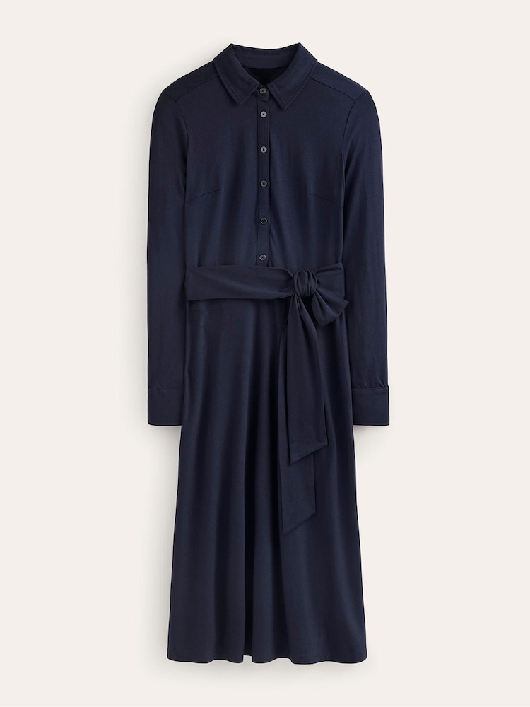 Boden Blue Laura Jersey Midi Shirt Dress - Image 5 of 5