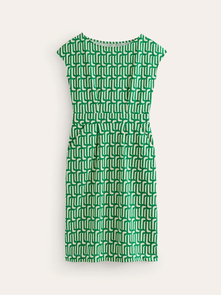 Boden Green Florrie 100% Cotton Jersey Dress - Image 5 of 5