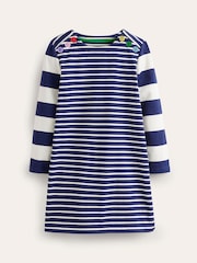 Boden Blue Fun Breton 100% Cotton Dress - Image 1 of 3
