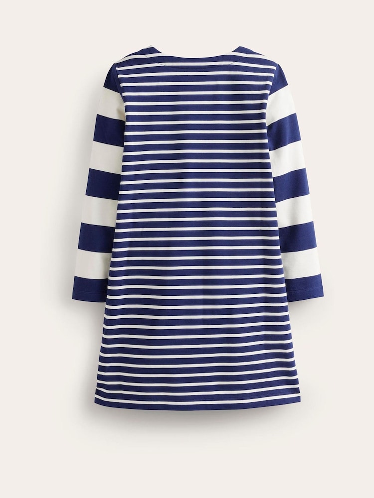 Boden Blue Fun Breton 100% Cotton Dress - Image 2 of 3