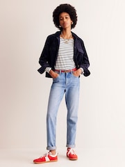 Boden Cream Ella Long Sleeve Breton 100% Cotton Top - Image 4 of 5