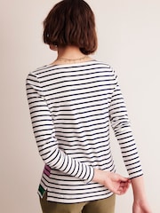 Boden Natural Ella Long Sleeve Breton 100% Cotton Top - Image 2 of 6