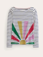 Boden Natural Ella Long Sleeve Breton 100% Cotton Top - Image 6 of 6