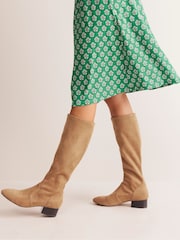 Boden Brown Flat Stretch Knee Boots - Image 1 of 4