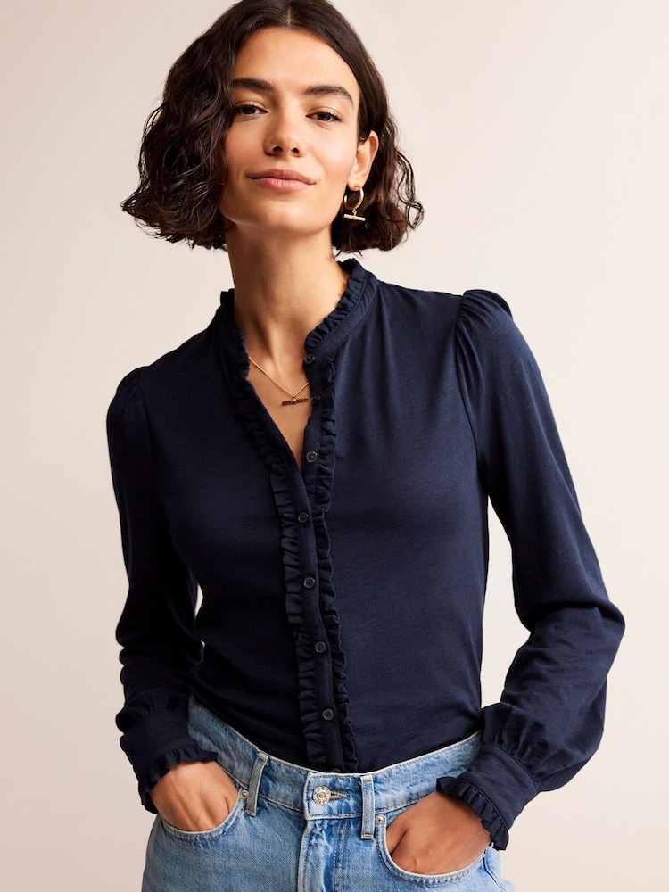 Blau - Boden Caroline Jerseyhemd - Bild 1 von 5