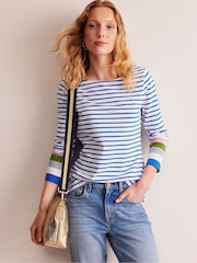 Boden Blue Ella Long Sleeve Breton 100% Cotton Top - Image 1 of 5