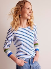 Boden Blue Ella Long Sleeve Breton 100% Cotton Top - Image 3 of 5