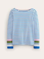 Boden Blue Ella Long Sleeve Breton 100% Cotton Top - Image 5 of 5