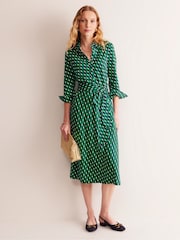 Boden Green Laura Jersey Midi Shirt Dress - Image 3 of 6