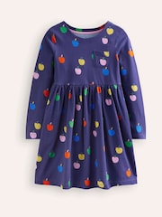 Boden Blue Long Sleeved Fun 100% Cotton Jersey Dress - Image 1 of 3