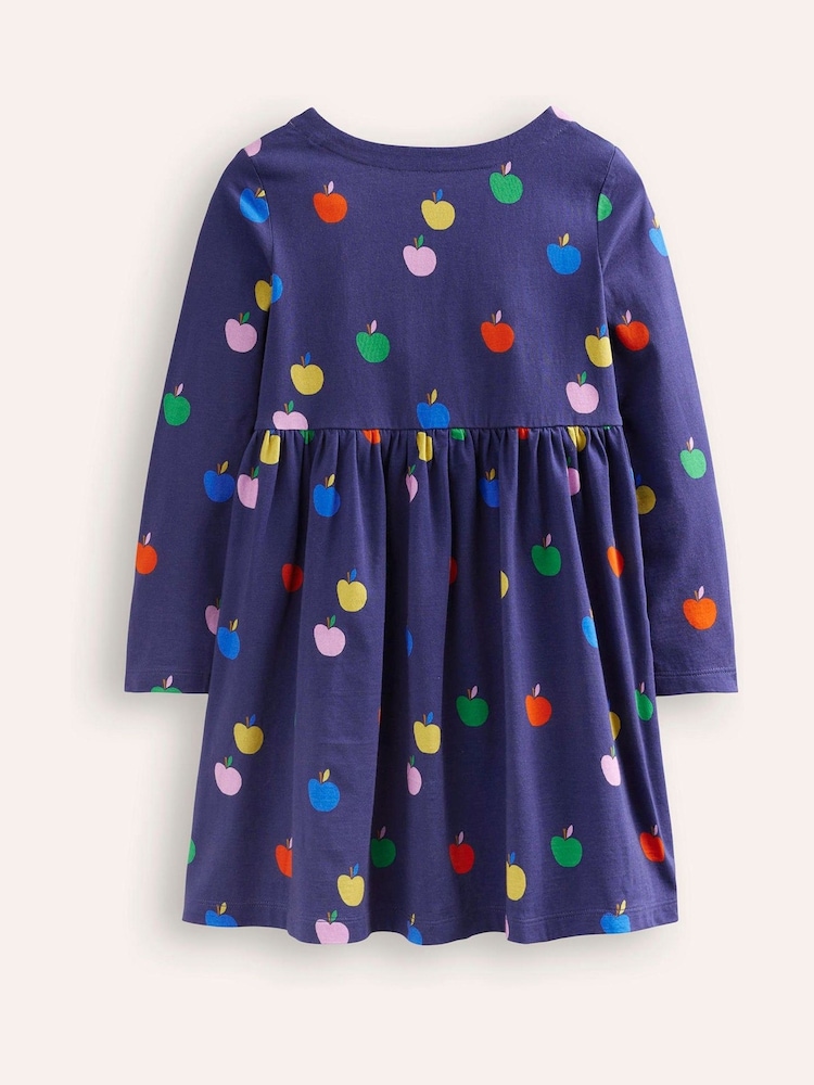 Boden Blue Long Sleeved Fun 100% Cotton Jersey Dress - Image 2 of 3