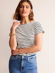 Boden Cream Supersoft Boat Neck T-Shirt - Image 1 of 5