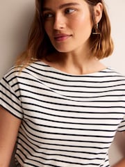 Boden Cream Supersoft Boat Neck T-Shirt - Image 3 of 5