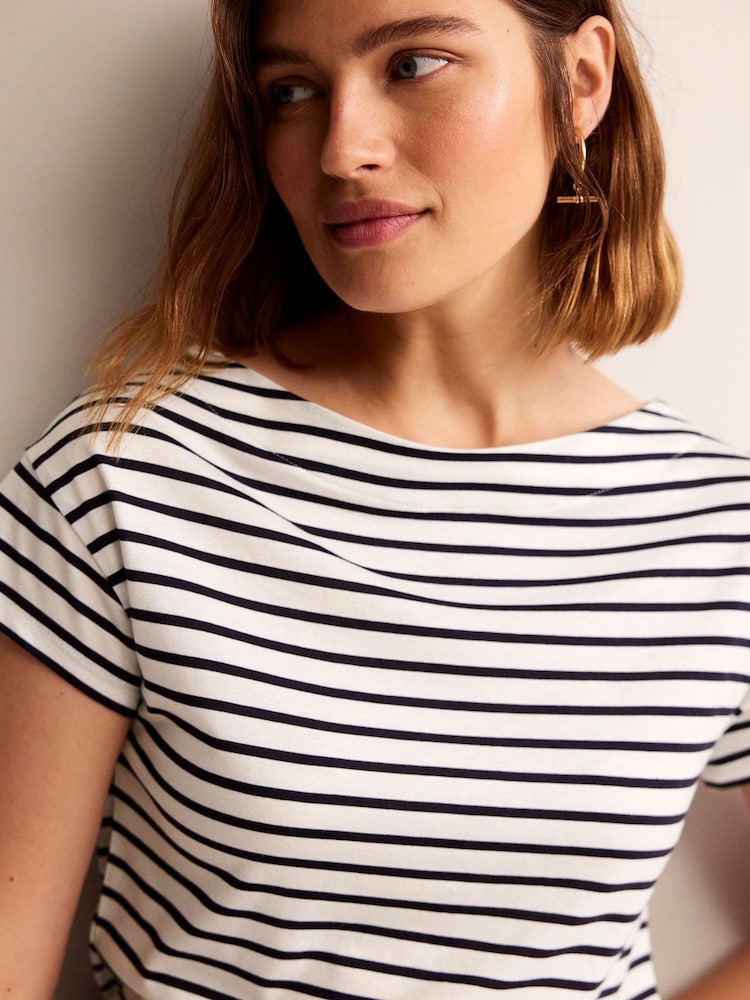 Boden Cream Supersoft Boat Neck T-Shirt - Image 3 of 5