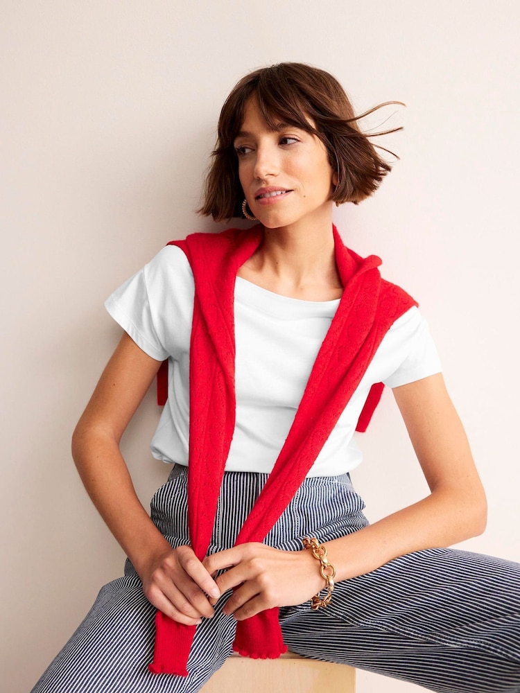 Boden White Supersoft Boat Neck T-Shirt - Image 3 of 5