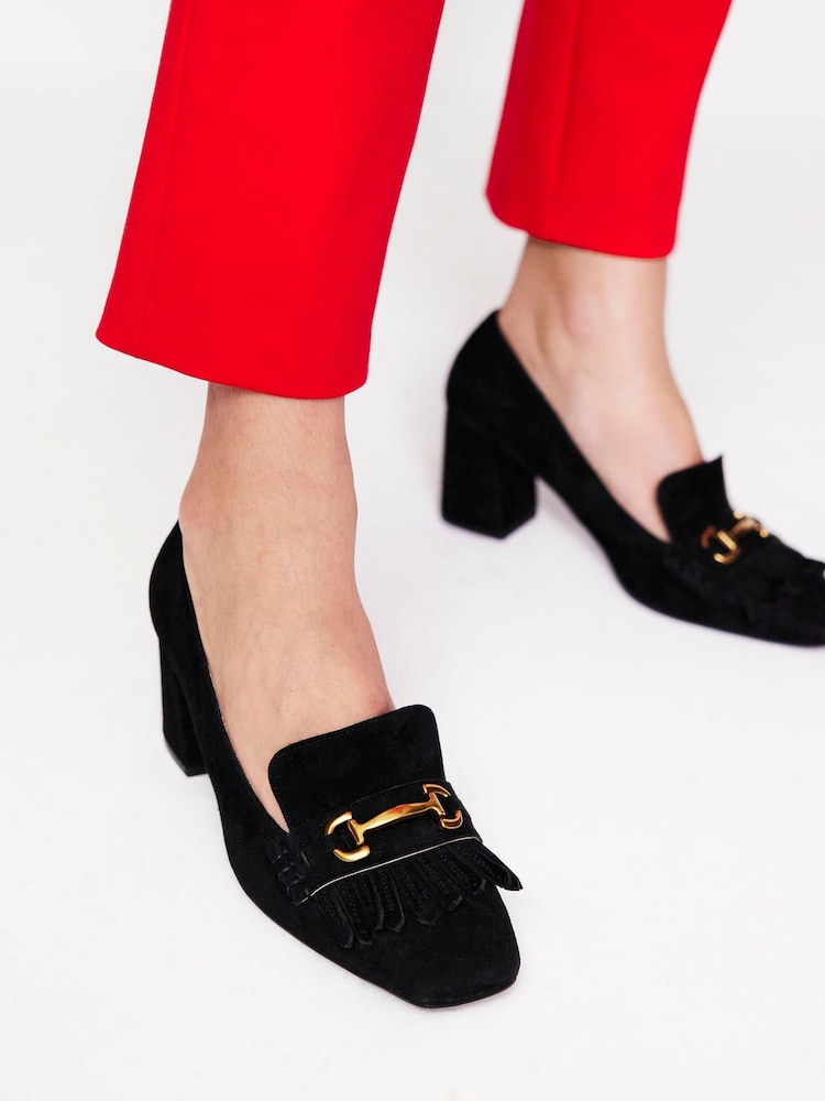 Boden Black Iris Ghillie Heeled Loafers - Image 1 of 4