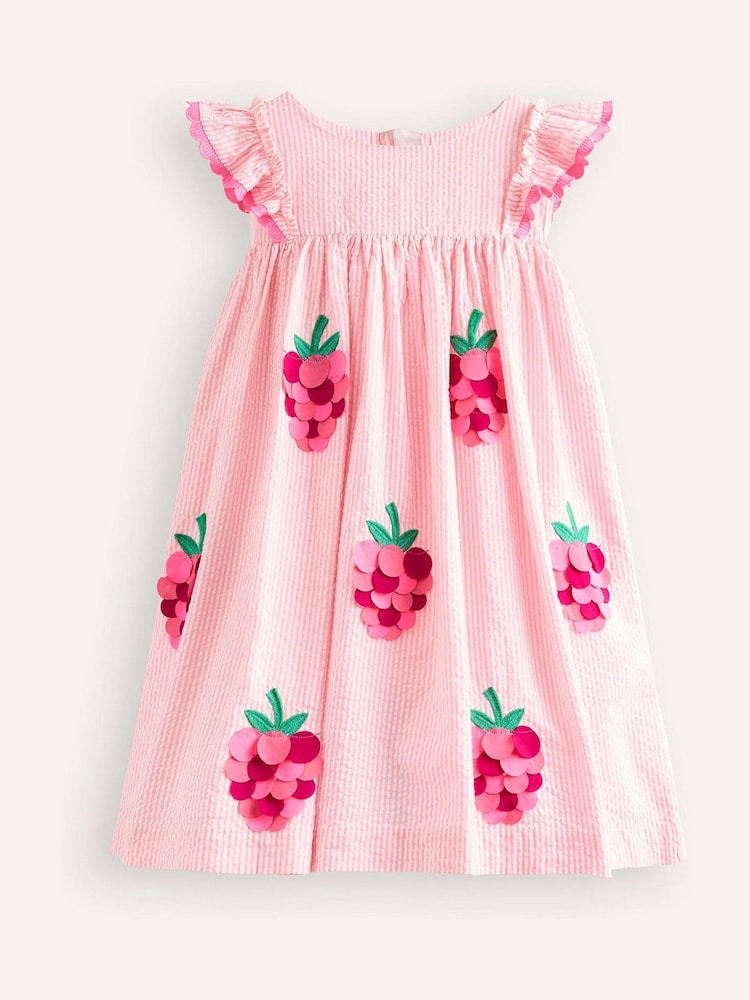 Boden Pink 100% Cotton Flutter Fruit Dress - Image 1 of 1 Boden Pink 100% Cotton Flutter Fruit Dress - Image 1 of 1
