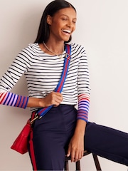 Boden Blue 100% Cotton Ella Long Sleeve Breton Top - Image 2 of 4