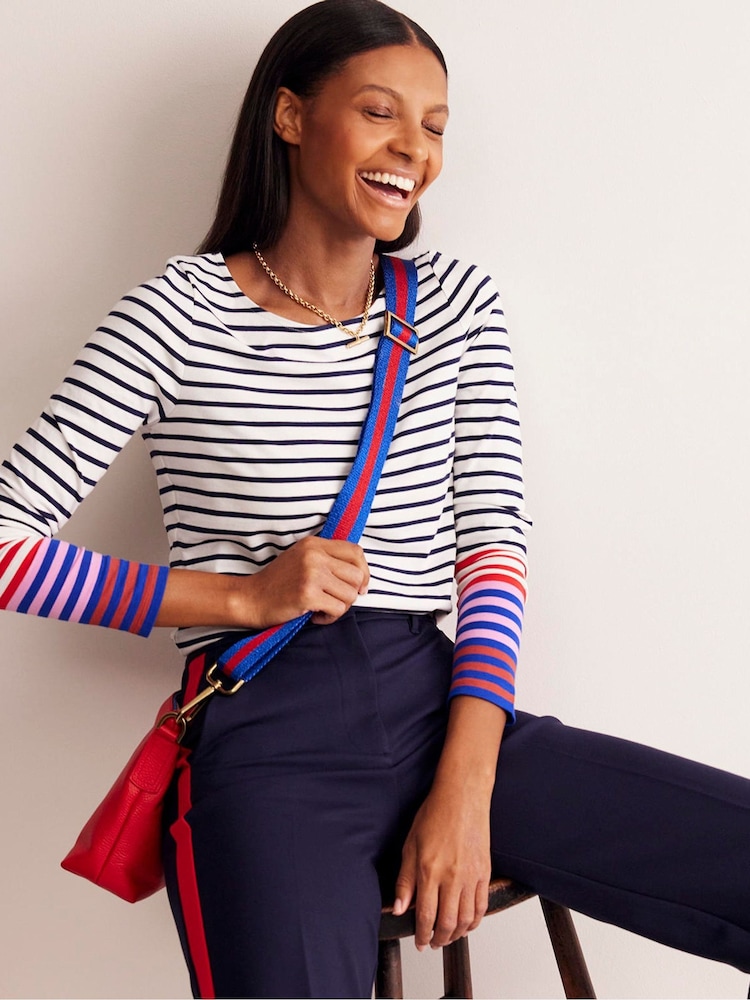 Boden Blue 100% Cotton Ella Long Sleeve Breton Top - Image 2 of 4 Boden Blue 100% Cotton Ella Long Sleeve Breton Top - Image 2 of 4