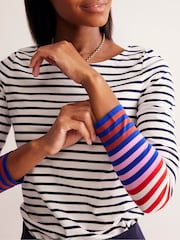 Boden Blue 100% Cotton Ella Long Sleeve Breton Top - Image 3 of 4