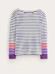 Boden Blue 100% Cotton Ella Long Sleeve Breton Top - Image 4 of 4