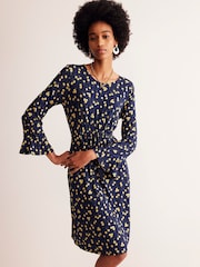 Boden Blue Flute Sleeve Jersey Dress - Image 1 of 4