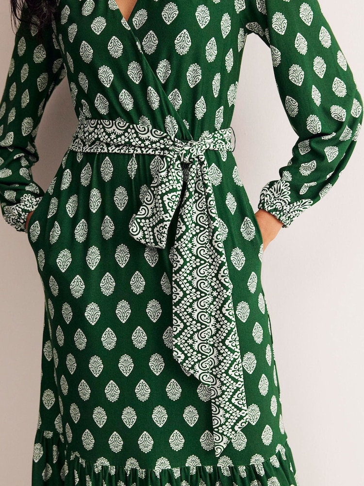 Boden Green Ophelia Wrap Midi Jersey Dress - Image 2 of 5