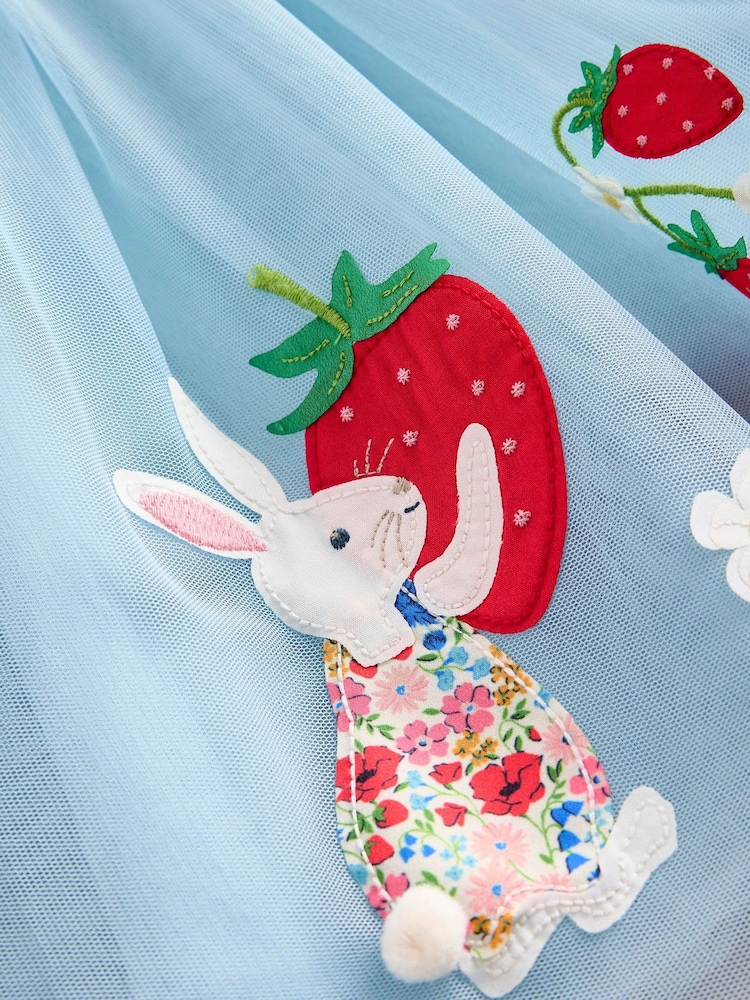 Boden Blue 100% Cotton Katie Appliqué Tulle Dress - Image 4 of 4
