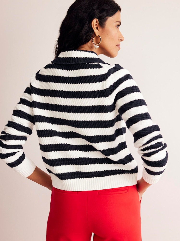 Boden Blue 100% Cotton Collared Knitted Cardigan - Image 2 of 6