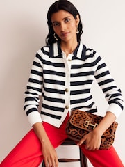 Boden Blue 100% Cotton Collared Knitted Cardigan - Image 3 of 6